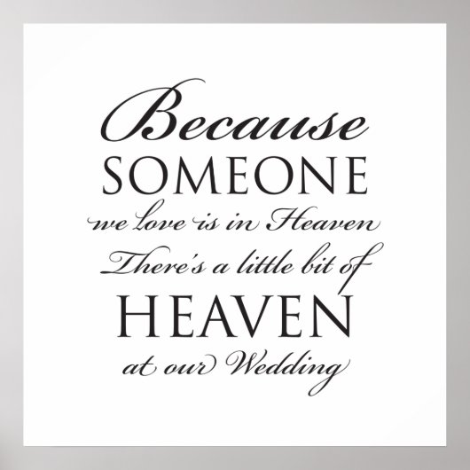 愛する人の記憶に捧げるプリント 追悼 ウェディングサイン ポスター (正面)