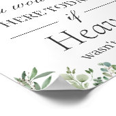 愛する人の記憶に捧げるユーカリの葉のウェディングサイン ポスター (角)