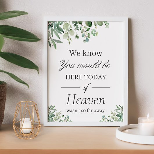 愛する人の記憶に捧げるユーカリの葉のウェディングサイン ポスター