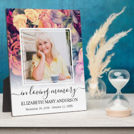 愛する人の記憶に捧げる写真と花の哀愁のメモリアル フォトプラーク