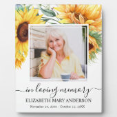 愛する人の記憶に捧げる写真ひまわり花の追悼プレート フォトプラーク (正面)