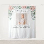 愛する人の記憶に捧げる写真 ブラッシュピンクの芍薬 追悼記念 タペストリー (正面)