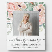 愛する人の記憶に捧げる写真 ブラッシュ ピンク フラワー 追悼記念 フォトプラーク (正面)