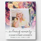 愛する人の記憶に捧げる写真 ムーディーな花のメモリアル フォトプラーク (正面)