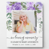 愛する人の記憶に捧げる写真 紫の花の追悼プレート フォトプラーク (正面)