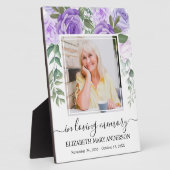 愛する人の記憶に捧げる写真 紫の花の追悼プレート フォトプラーク (側面)