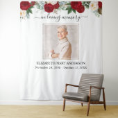 愛する人の記憶に捧げる写真 赤白のバラ 追悼記念 タペストリー (インサイチュ)