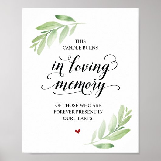 愛する人の記憶に灯るキャンドル 追悼プレート ポスター (正面)
