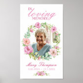 愛する人の記憶に ピンクの花輪の写真 葬儀 ポスター (正面)