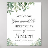 愛する人の記憶に　ユーカリの葉のウェディングサイン ポスター (正面)