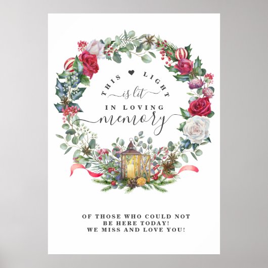 愛する人の記憶に　冬のホリデー wreath 看板 ポスター (正面)