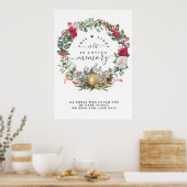 愛する人の記憶に　冬のホリデー wreath 看板 ポスター (キッチン)