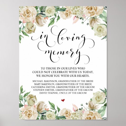 愛する人の記憶に　結婚記念テーブルサイン ポスター (正面)