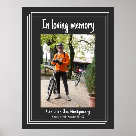 愛する人の記憶に 黒灰色写真葬儀 ポスター (正面)