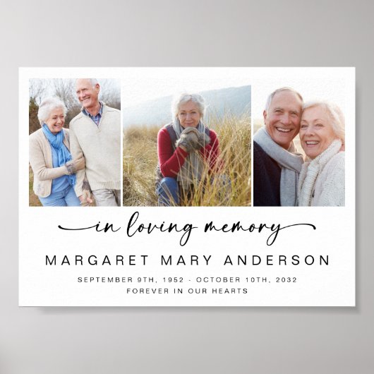 愛する人の記憶に | 3枚の写真を偲ぶプリント ポスター (正面)