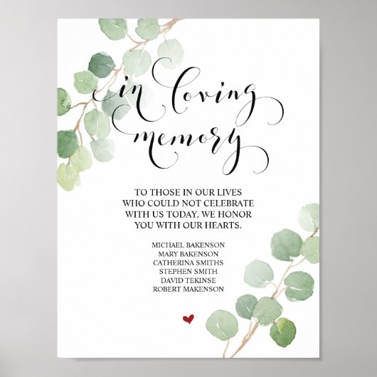 愛する人の記憶に Wedding Memorial テーブルサイン ポスター (正面)