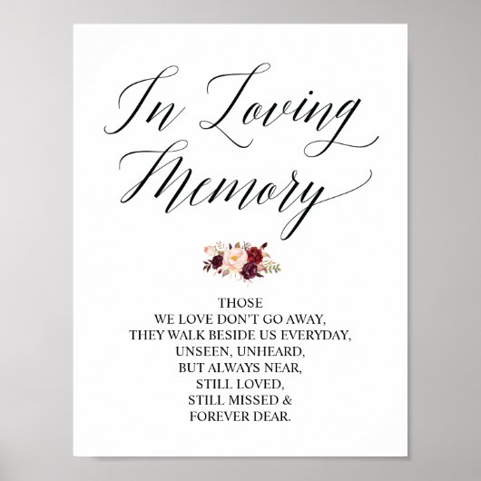 愛する人の記憶に Wedding Memorial テーブルサイン ポスター (正面)