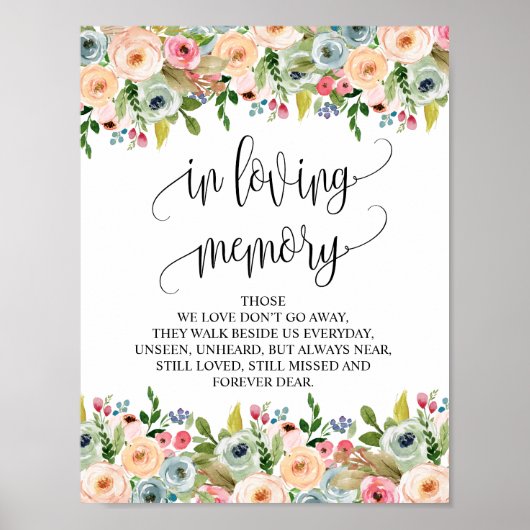 愛する人の記憶に Wedding Memorial テーブルサイン v11 ポスター (正面)