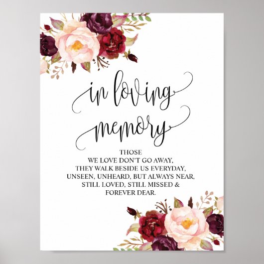 愛する人の記憶に Wedding Memorial Table Sign v10 ポスター (正面)