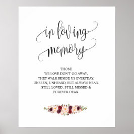 愛する人の記憶に Wedding Memorial Table Sign v12 ポスター