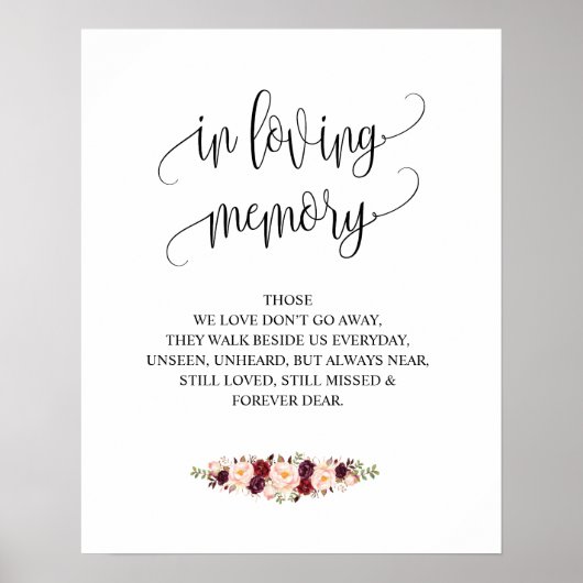 愛する人の記憶に Wedding Memorial Table Sign v12 ポスター (正面)
