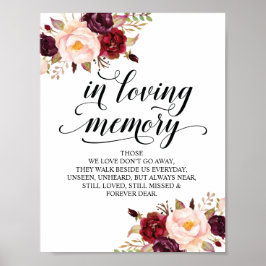 愛する人の記憶に Wedding Memorial Table Sign v12 ポスター