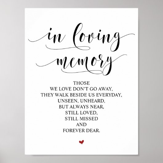 愛する人の記憶に Wedding Memorial Table Sign v23 ポスター (正面)