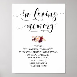 愛する人の記憶に Wedding Memorial Table Sign v25 ポスター