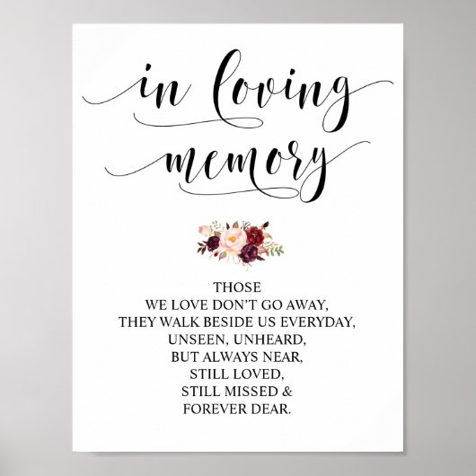 愛する人の記憶に Wedding Memorial Table Sign v25 ポスター (正面)