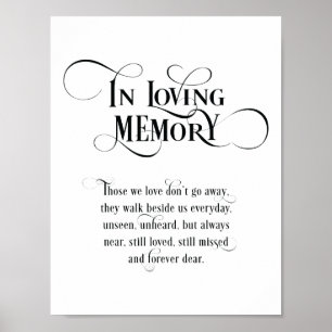 愛する人の記憶に Wedding Memorial Table Sign v2 ポスター