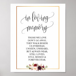 愛する人の記憶に Wedding Memorial Table Sign v3 ポスター