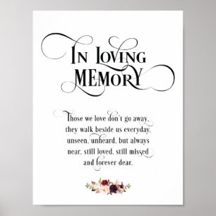 愛する人の記憶に Wedding Memorial Table Sign v5 ポスター