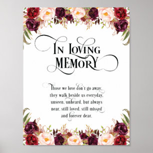 愛する人の記憶に Wedding Memorial Table Sign v6 ポスター