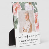 愛する人の記憶の写真 ピンクの花の追悼 フォトプラーク (側面)