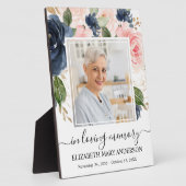 愛する人の記憶の写真 ピンク ネイビー フラワーメモリアル フォトプラーク (側面)