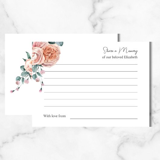 愛する人の記憶を共有する優しい言葉の葬儀出席カード