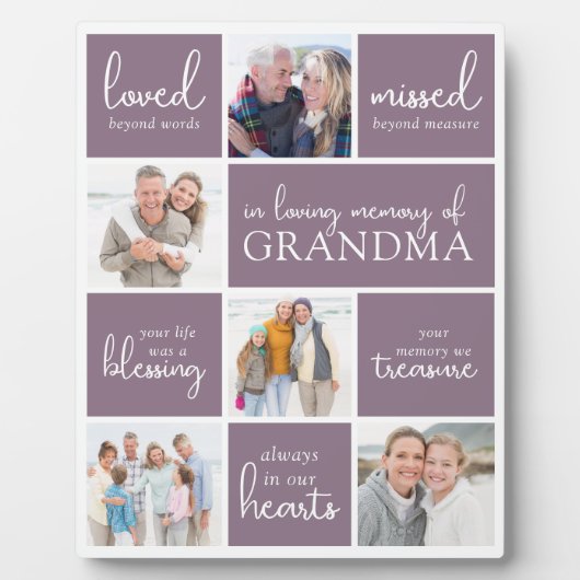愛する人の記憶を称える写真コラージュ追悼 フォトプラーク (正面)