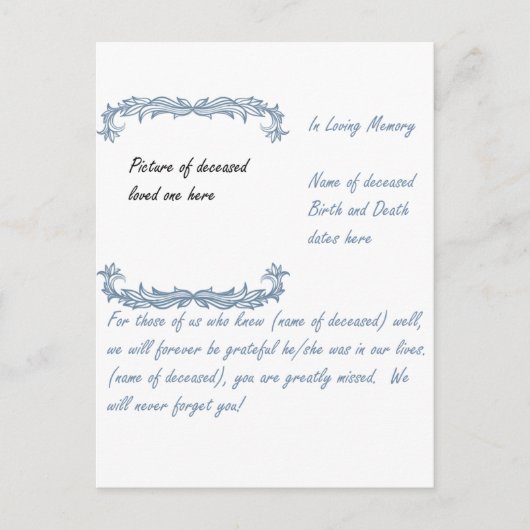 愛する人の記憶を胸に ポストカード (正面)