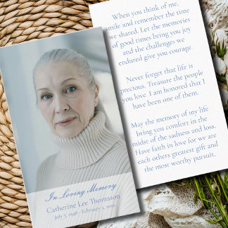 愛する人の追悼にふさわしいクラシックな祈りのカード 名刺