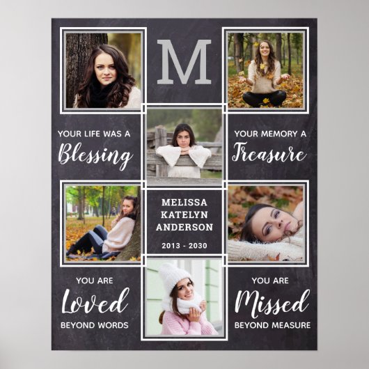 愛する人の追悼写真コラージュ記念ポスター ポスター (正面)