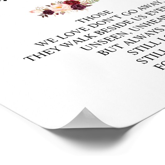 愛する人の追悼 ウェディングメモリアルテーブルサイン ポスター (角)