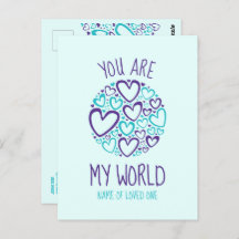 愛する人へのブルーパープルのハート「あなたは私の世界」