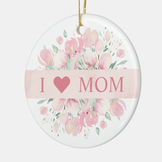 愛する人への思い出のピンクのフローラ セラミックオーナメント (左)