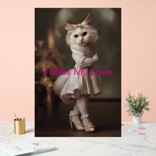 愛する人を想う” – かわいい猫のウェディングギフト説明 アクリルサイン (ウェディング)