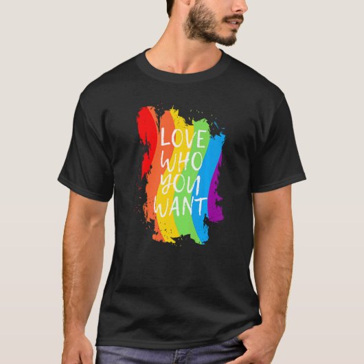 愛する人ゲイプライドLgbtの男性レインボー Tシャツ (正面)