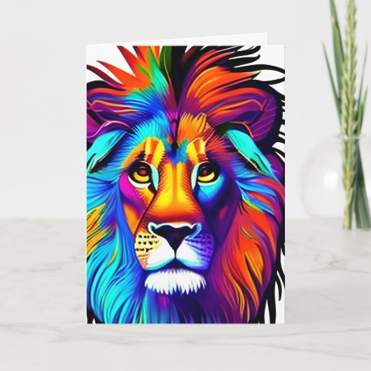 愛する人 |ライオン顔カラフルファンタジーアート カード (正面)