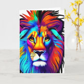 愛する人 |ライオン顔カラフルファンタジーアート カード (黄色い花)