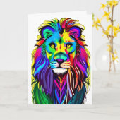 愛する人 |ライオン顔神秘的なファンタジーアート カード (黄色い花)