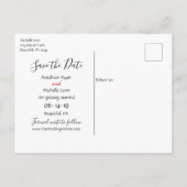 愛する冬の鹿カップル日付を保存結婚する 案内ポストカード (裏面)