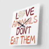 愛する動物は食べない スクエア壁時計 (傾斜)